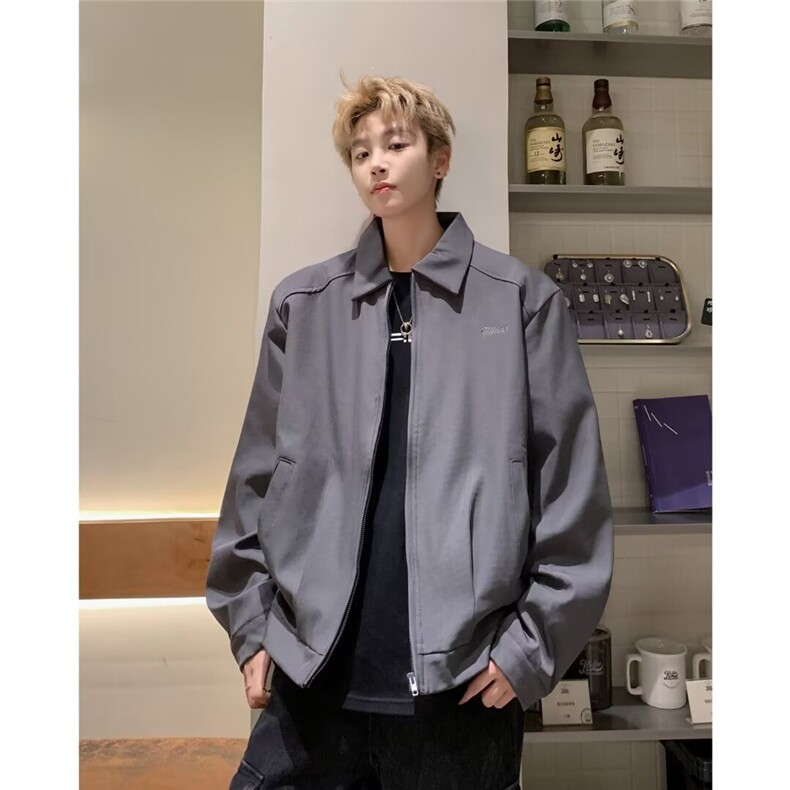 美式cleanfit哈灵顿夹克男秋季高级感痞帅正肩短款外套翻领棒球服,男装夹克,星座1116-2