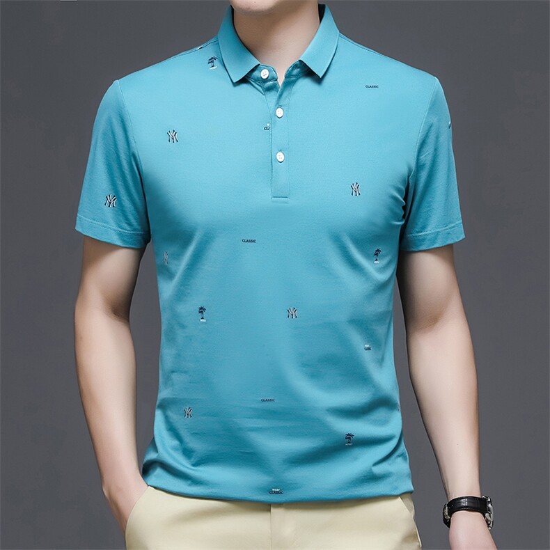 夏季正品2022短袖印花男POLO衫休闲半袖翻领宽松纯色T恤上衣P56,男装T恤,钱塘6003A(原)4033A