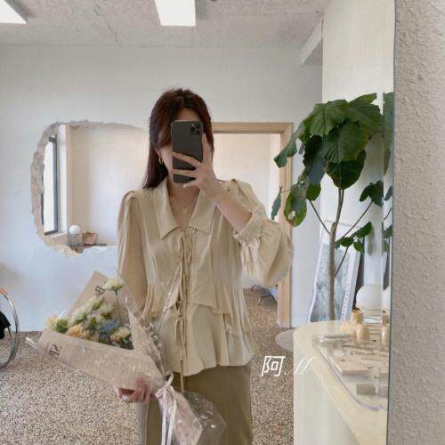 韩版休闲?系带衬衣，其它，阿M