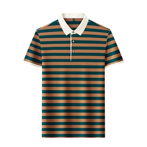 夏季新款Polo衫男士商务休闲时尚短袖翻领上衣男条纹体恤男装图片