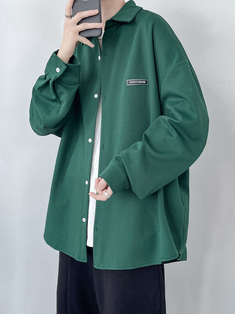 秋装新款男装百搭宽松潮流港风长袖衬衫上衣D321-1-DM302-P50,男装衬衫,电商D321-1