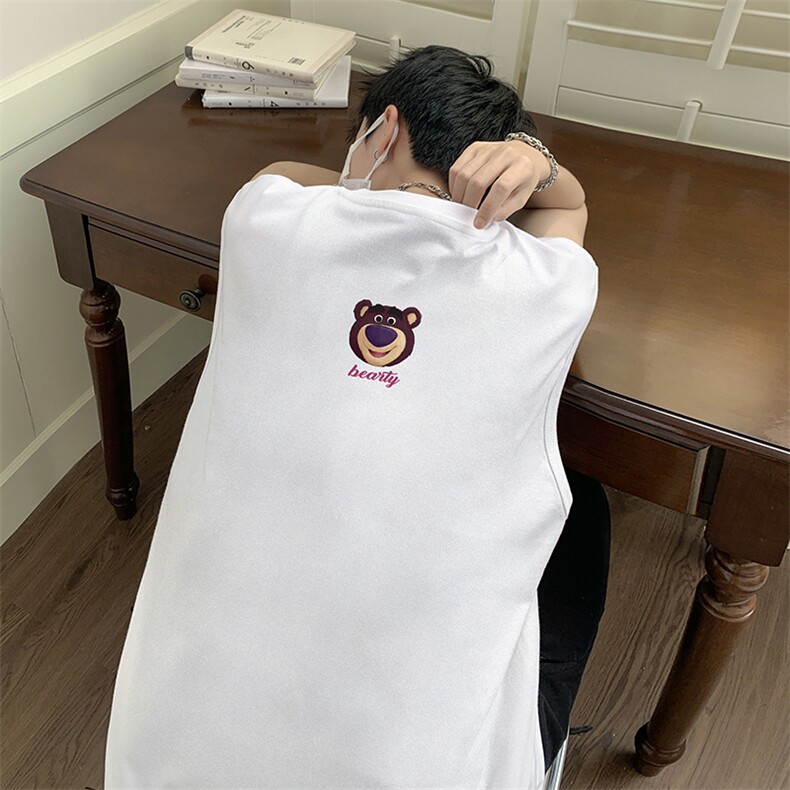 直播品质重磅纯棉220克美式印花宽松背心男女无袖t恤潮BX237P25,男装T恤,电商A486