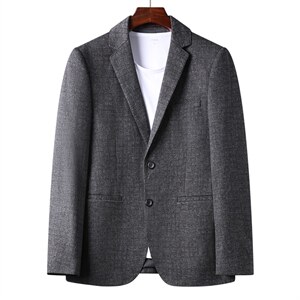 休闲西装外套男2023秋季新款毛料西服中年商务时尚百搭上衣外套图片