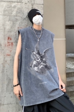 XZ514-2-1287-P38美式人像印花水洗做旧夏无袖背心/马甲/坎肩，男装背心/马甲，星座514-2(原B239)