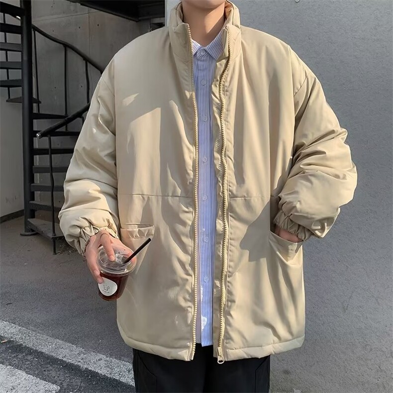 棉衣男港风潮流简约纯色2023冬季新款ins宽松百搭外套W4056-P67,男装棉衣,星座412-3