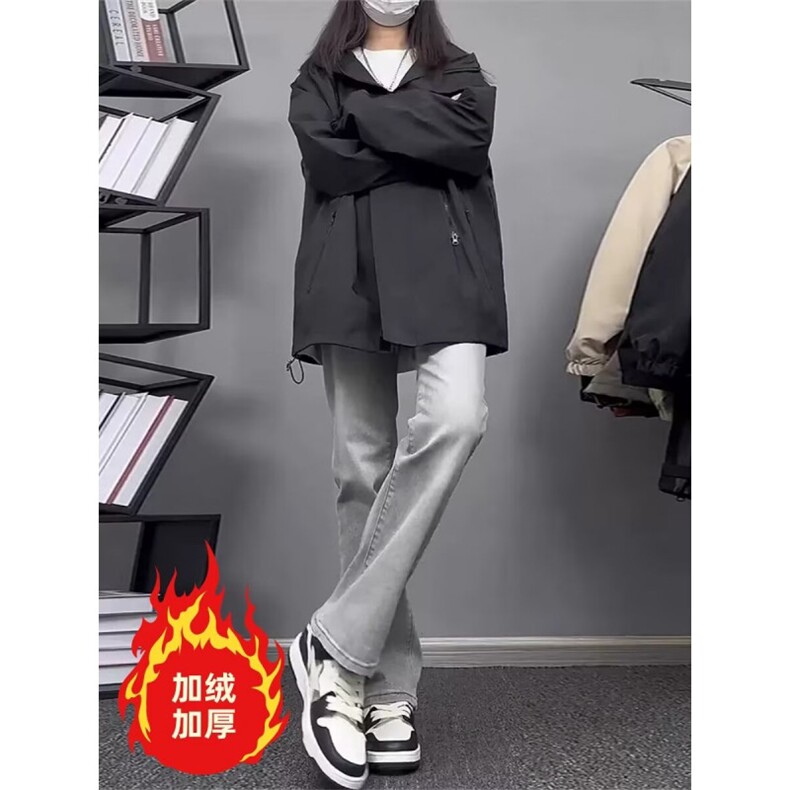 美式灰色直筒加绒男潮牌cIeanfit水洗复古长裤子K7055-1#P45网图,男装卫衣,电商B245
