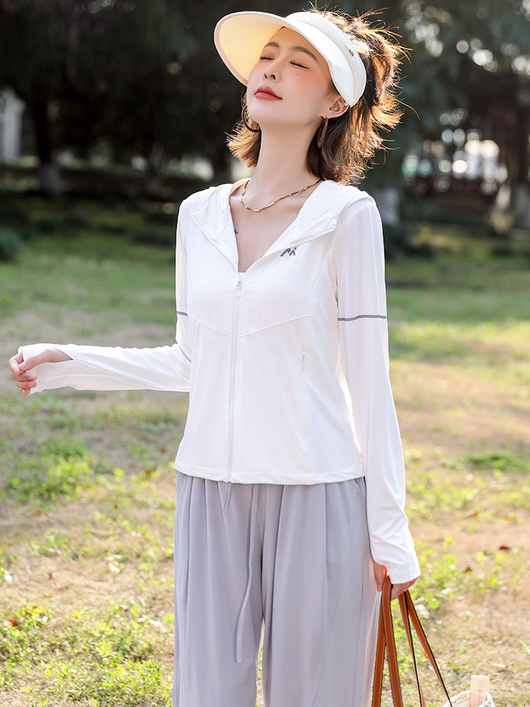 现货秒发防晒衣女收腰显瘦冰凉透气防晒衣瑜伽服防晒服,女装防晒衣,韩蔻秀