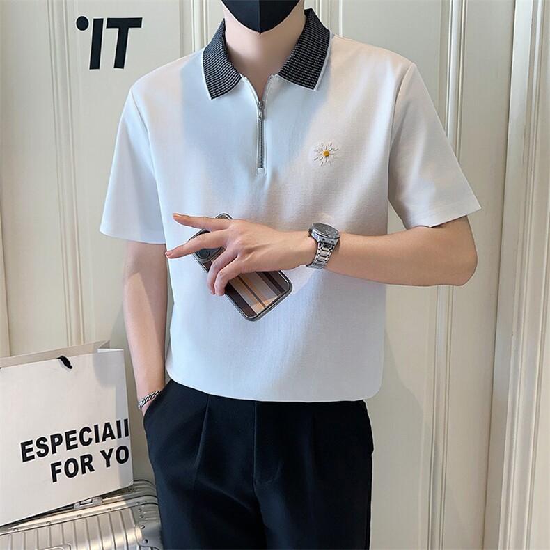 店主风社会小伙男士POLO衫新款男刺绣翻领保罗衫301A-1/PL123/P58，男装Polo衫，星座301A-1