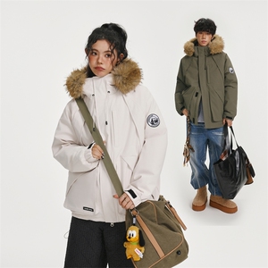 CC929-P130 冬季户外工装毛领棉衣连帽棉服中性情侣防风外套大码图片