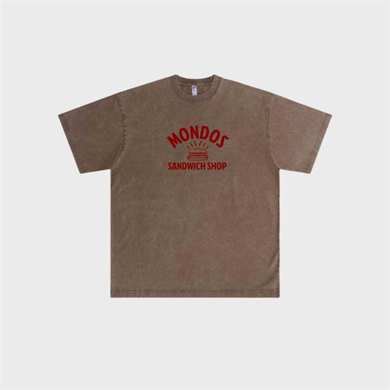 T37-P55-重磅水洗做旧原创汉堡印花短袖（wx：MaMSHu123），男装T恤，星座112