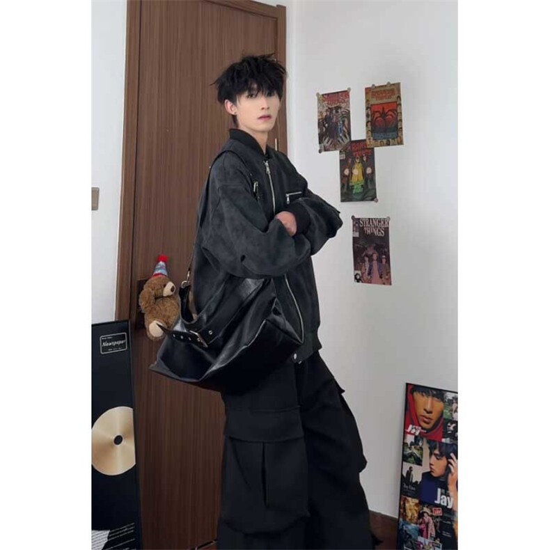 特批60数据飞行夹克外套双拉链教练翻领拉链PU皮外套JK3035,男装夹克,电商A128