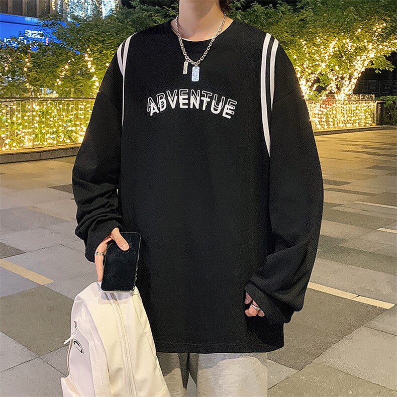 C005P28秋季港风潮流宽松长袖t恤打底衫男,男装T恤,星座1204-3