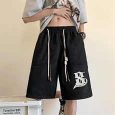 高品质麂皮绒印花短裤潮流宽松休闲五分裤A161-D917-P38，男装休闲裤，电商A161