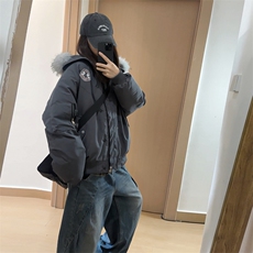 A564-P108连帽毛领派克羽绒棉服保暖冬季男女同款明星，男装棉衣，星座911