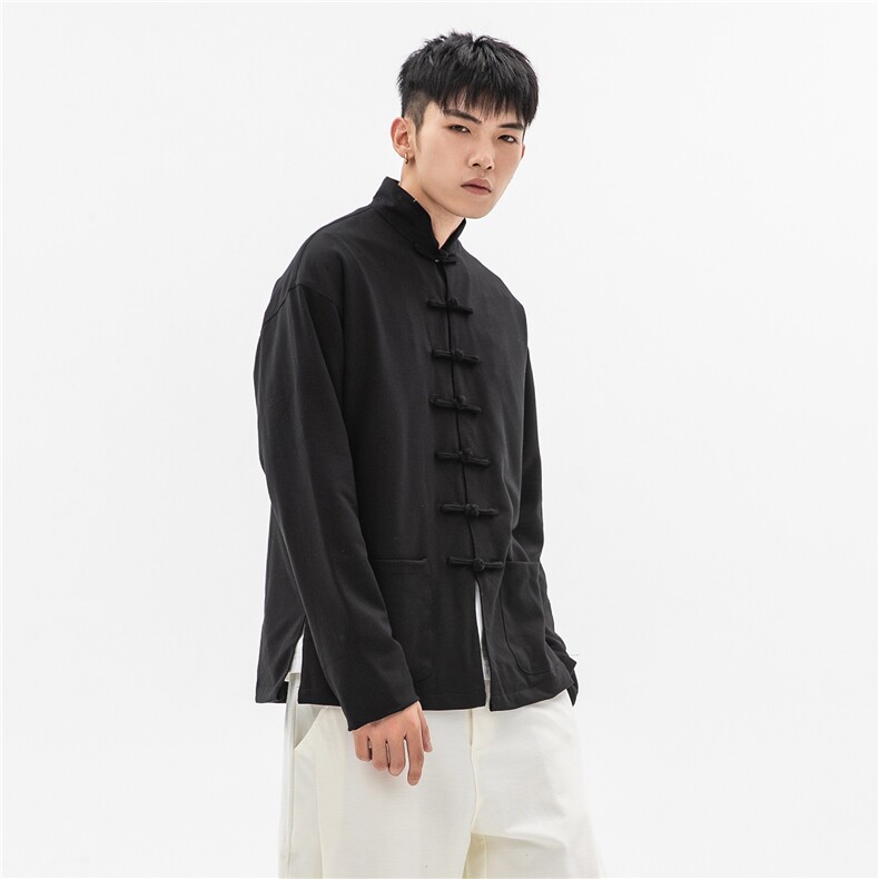 秋冬大码风夹克外套立领盘扣情侣中性唐装汉服朝JK20/P135，男装夹克，钱塘713