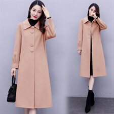 新款时尚气质羊毛嵌银丝新面料双面呢羊绒大衣外套，女装双面呢大衣，媚琳依坊