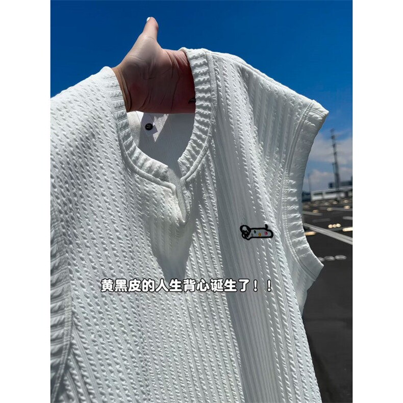 XZ809A/SSS10/P35/控48肌理感腊小狗绣花背心T恤，男装背心/马甲，星座809A(原222-1)