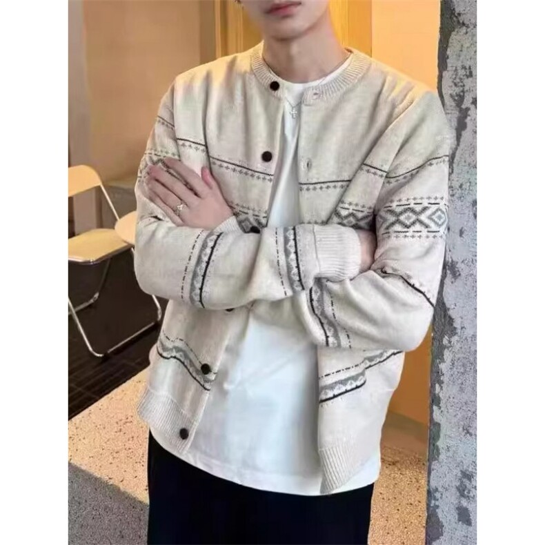 费尔岛毛衣外套高智学院氛围感提花肌理针织开衫毛衣男女SUKCHOR图片