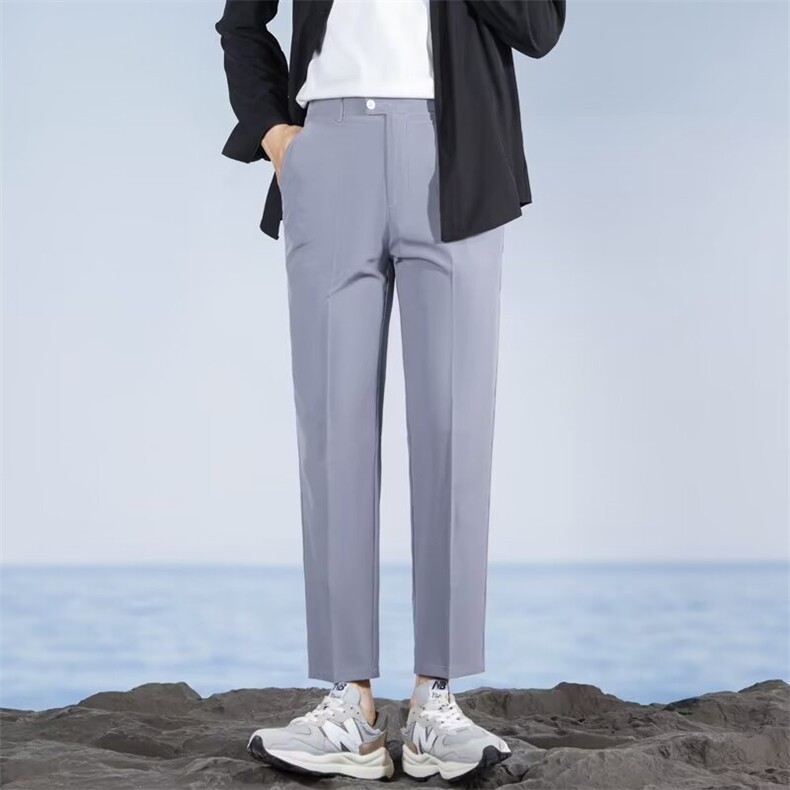 西裤男抗皱修身直筒九分裤男冰丝男裤夏季薄款KB91，男装西裤，星座1116A-2（原606A-1）