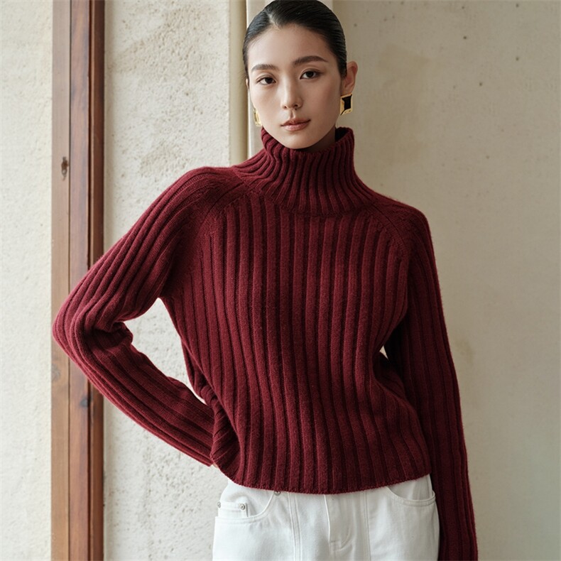 2025年秋季时尚百搭通勤简约休闲加厚羊绒抽条毛衣,女装羊绒衫,绒歆坊