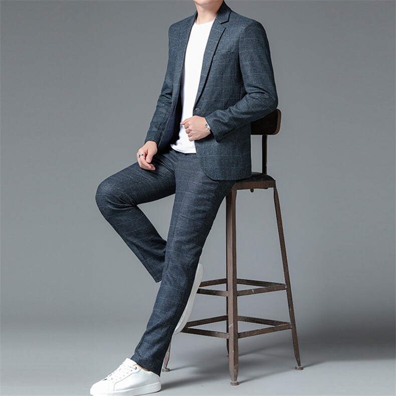 QTZ8022钱塘2020-2中青年男士时尚休闲帅气简约潮流套装P200,男装西服,钱塘207-2
