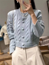 高端洋气短款女圆领外套针织衫毛衣秋冬小个子开衫，女装针织衫/毛衣，半城羊绒