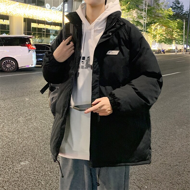 新款男百搭设计感纯色港风棉衣M065-P90控148,男装棉衣,星座717
