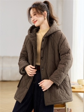 2025冬季时尚休闲夹棉加厚保暖舒适中长款棉服，女装棉衣/棉服，独衣靓