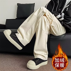 褶皱工装裤男秋冬美式日系微喇裤春秋款休闲直筒裤子MKT179P48，男装工装外套，星座1013-5