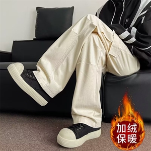 褶皱工装裤男秋冬美式日系微喇裤春秋款休闲直筒裤子MKT179 P48图片