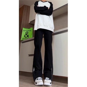 侧拉链加绒牛仔裤男美式高街弯刀微喇裤修身显瘦裤513ACK2551P49图片