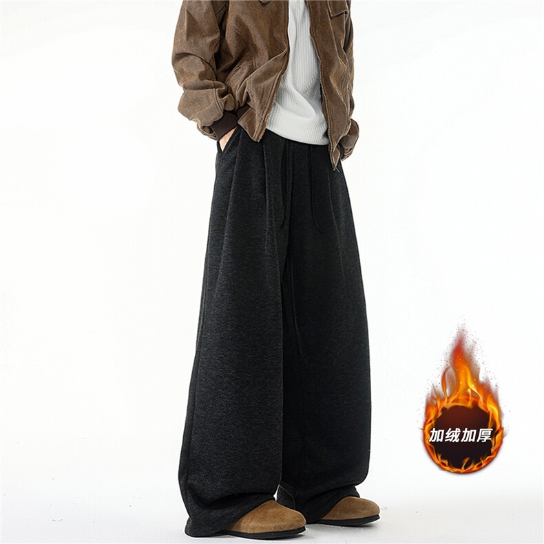 糯米裤宽松慵懒风卫裤男秋冬款休闲百搭弯刀裤微长拖地裤KZ083P45，男装休闲裤，电商B312