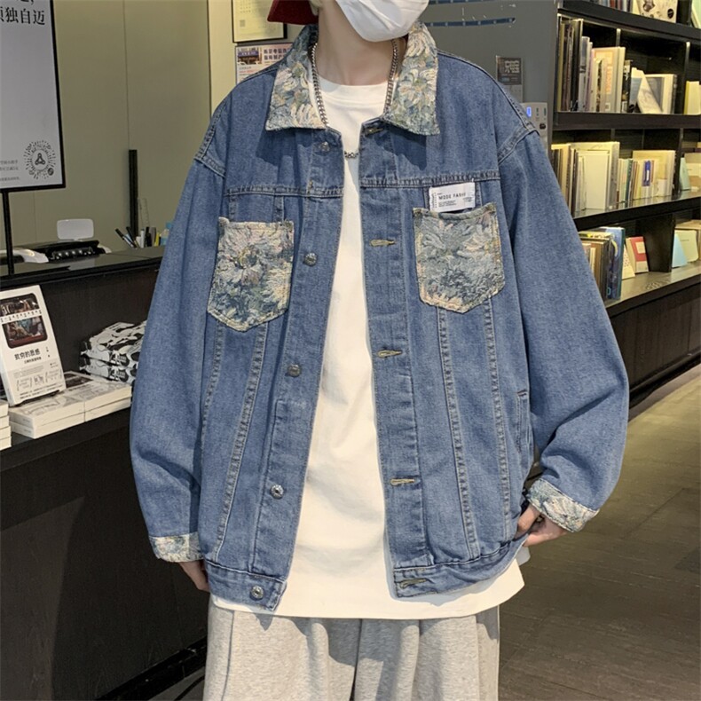 秋季英伦ins痞帅宽松夹克男复古牛仔外套JK02062-P68,男装夹克,星座308B-1