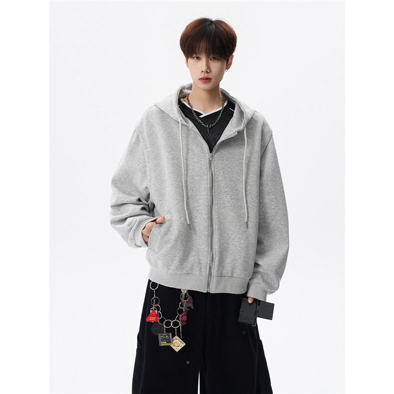 cleanfit重磅连帽卫衣男美式高街假两件开衫短款垫肩外套KS003P55,女装短外套,电商B312