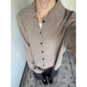 XZ1005-1-HXD1529-P68-华夫格慵懒氛围感开衫毛衣外套男女图片