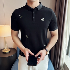 2026新款潮碎花短袖T恤风翻领Polo衫男T0285-P48，男装T恤，电商D342