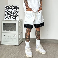 美式篮球运动短裤男夏季黑白拼接设计感裤子QK78P35，男装休闲裤，星座1116-2