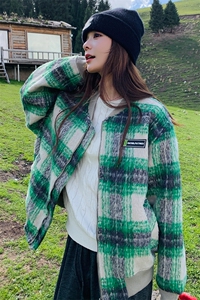 2C085-Q030P175  新款毛呢格子棒球服外套 控258图片