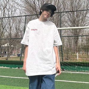 万针全刺绣工艺抖音得物高品质260克重磅纯棉双纱美式高街短袖T恤图片