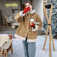 【档口有货】冬装新款连帽皮毛一体2D112-5520-P205控298，女装毛呢外套，2D112
