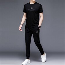 2023年夏款潮流休闲时尚男士运动短袖套装P135，男装休闲套装，电商D223-1