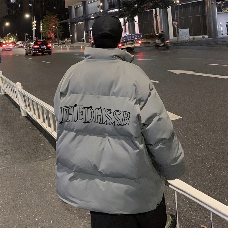 港风夜景宽松字母印花时尚休闲立领棉服A247-MY2101特批60控99,男装棉衣,电商A247