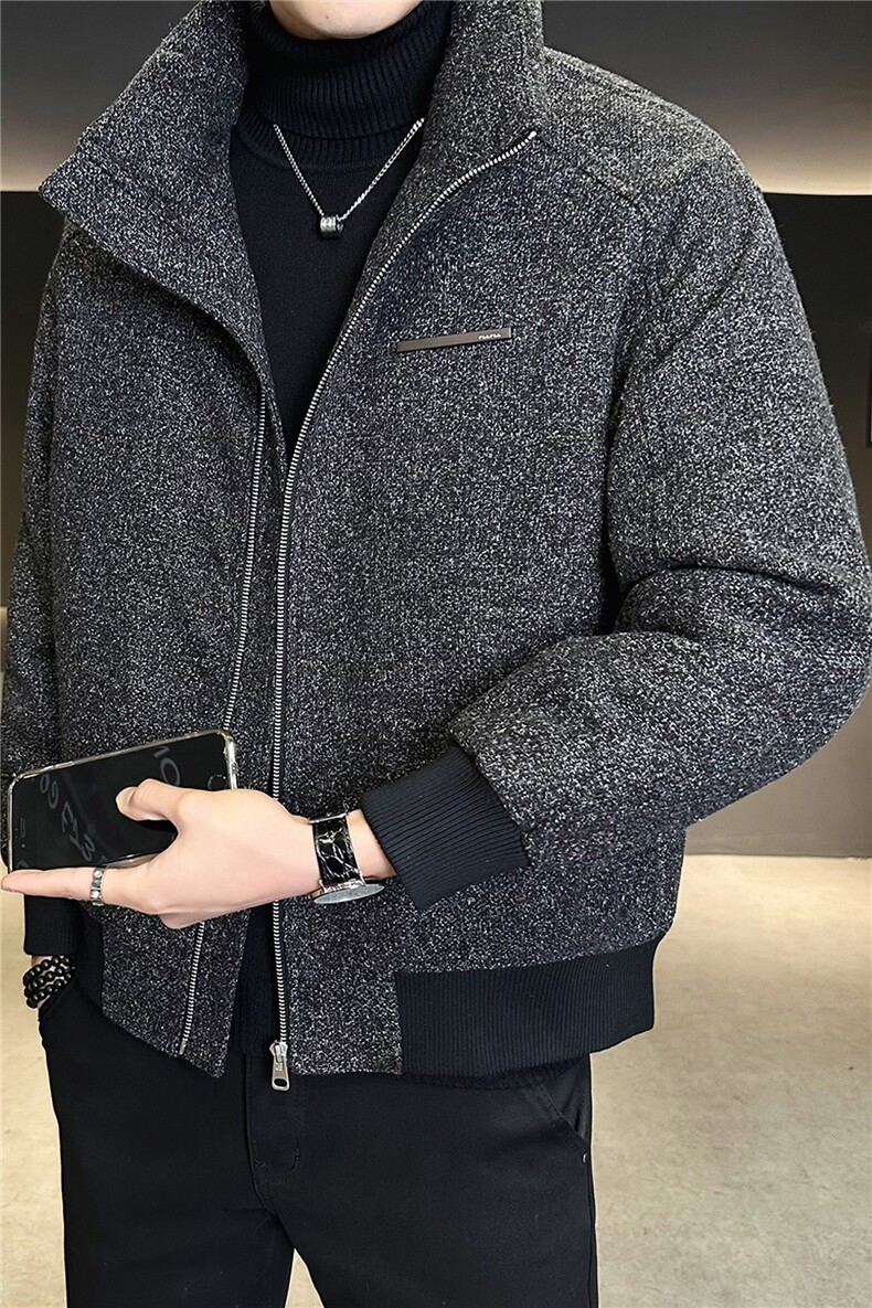 标50绒轻薄立领羽绒服男冬季2025新款毛呢外套A313-6669-P215,男装羽绒服,电商A313