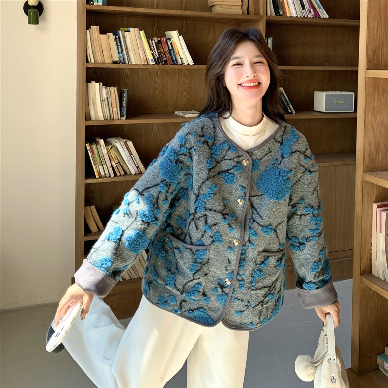 新中式风刺绣短外套女2025冬新款设计感小众圆领开衫小个子超好看,女装羽绒服,2C057