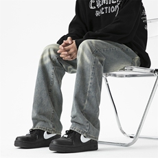美式高街牛仔裤水洗做旧微喇修身vibe裤子1213-NZ22-P55，男装牛仔裤，星座1213