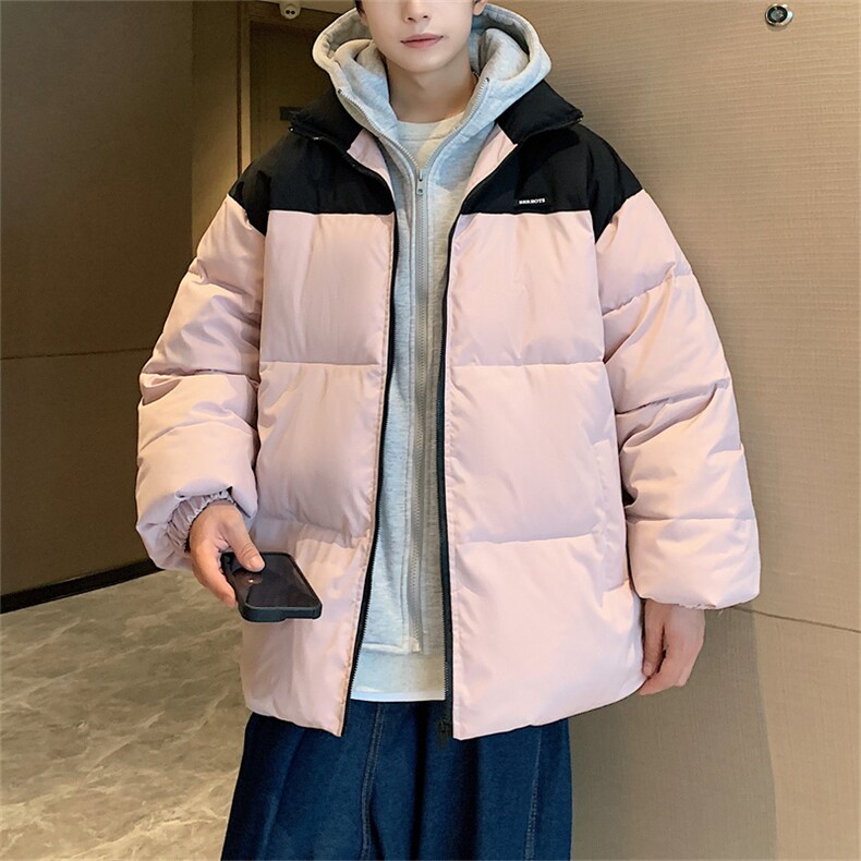 假两件秋冬季加厚棉衣男潮牌宽松大码面包服情侣棉袄保暖连帽外套,男装棉衣,星座310B-1
