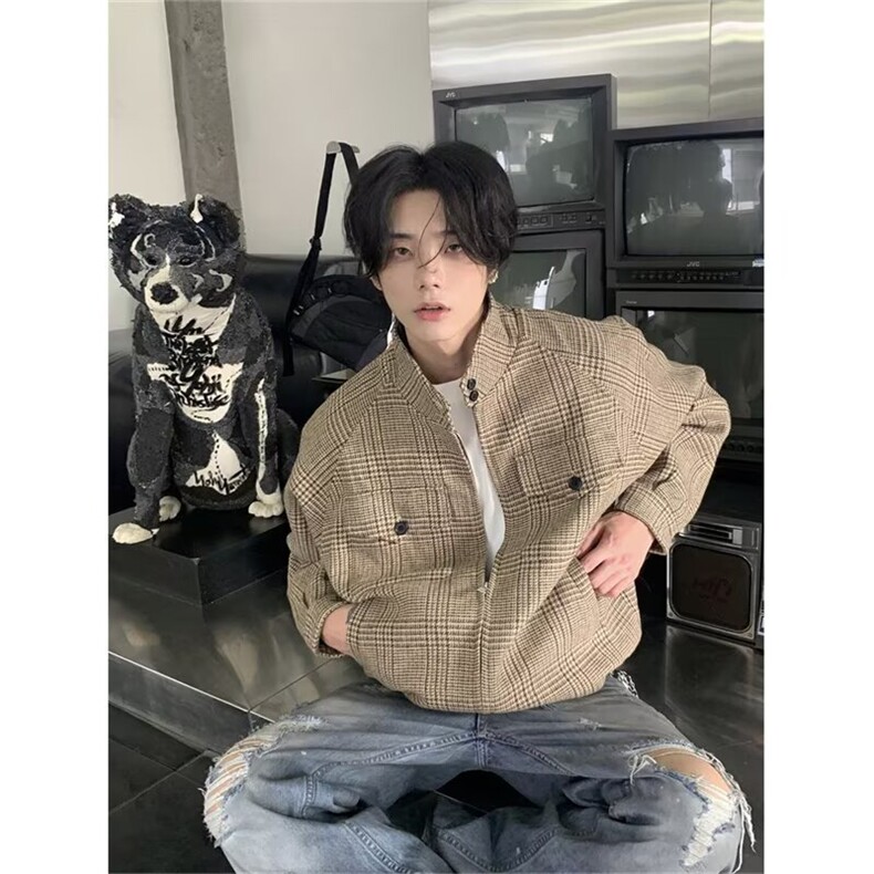 Y6627-P72外套男春秋季2025新款高级感潮牌痞帅衣服男款春装夹克,男装夹克,电商B323A