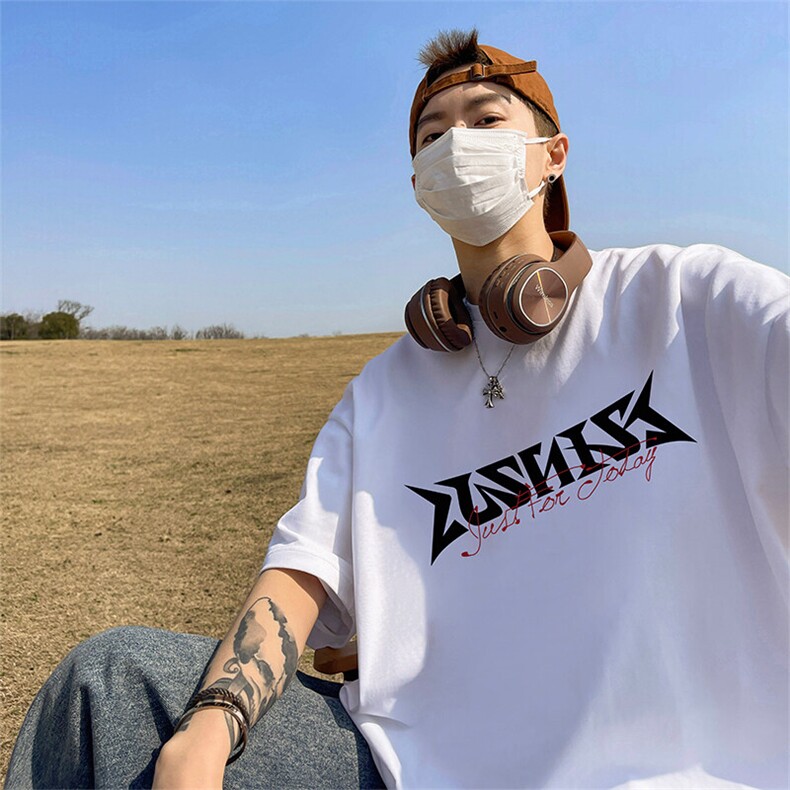 抖音得物二开现货220克夏装重磅美式高街宽松短袖t恤MT177,男装T恤,电商A486-1