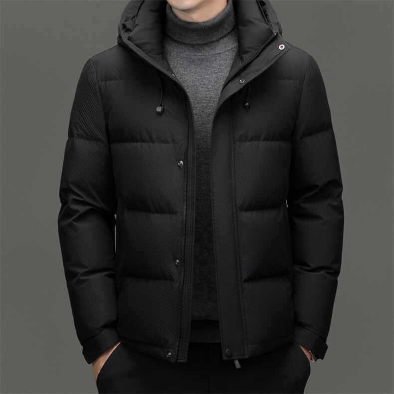 冬季男士鸭绒羽绒服时尚商务面包服保暖加绒男品质潮服连帽外套图片
