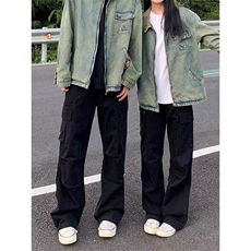 春秋新款美式复古多口袋工装裤男女欧美宽松直筒百搭休闲长裤子，男装休闲裤，星座506A